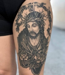 耶稣纹身，宗教类纹身图案耶稣精美创意纹身图片作品组图16