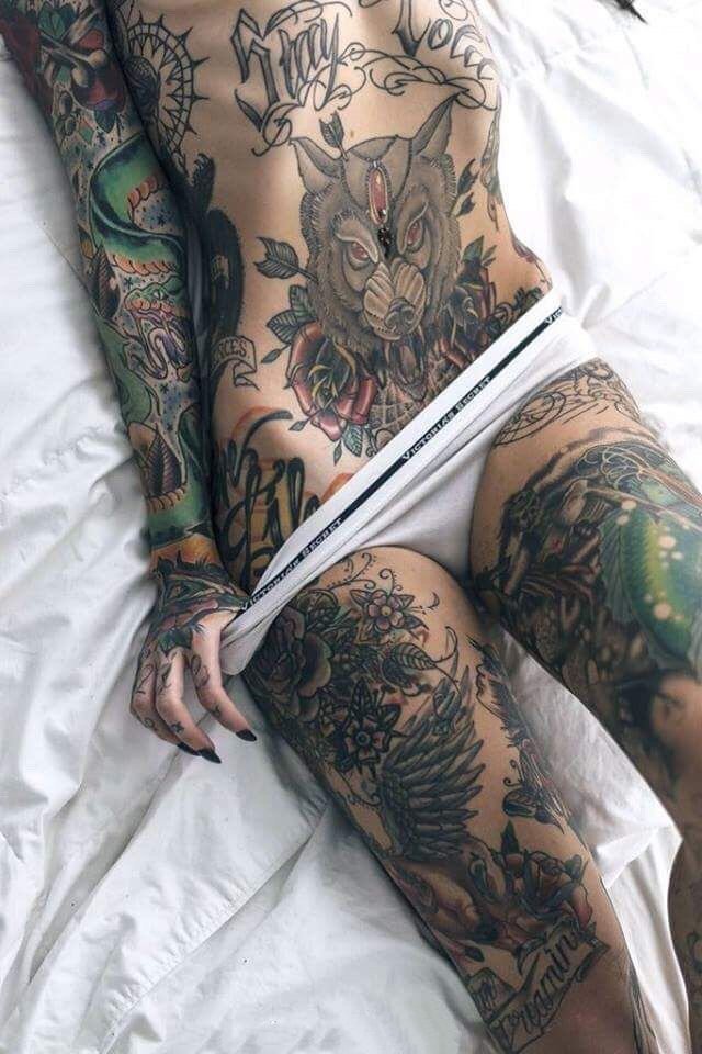 性感女生全身，或腹部，腰部，大腿等大纹身艺术图案欣赏图片