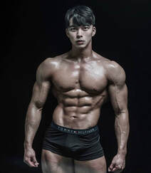 八块腹肌很明显，冷酷霸气的韩国肌肉男图片组图2