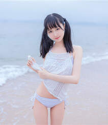 夏日海边穿着清凉的双马尾辫软萌妹子唯美清新写真图片组图6