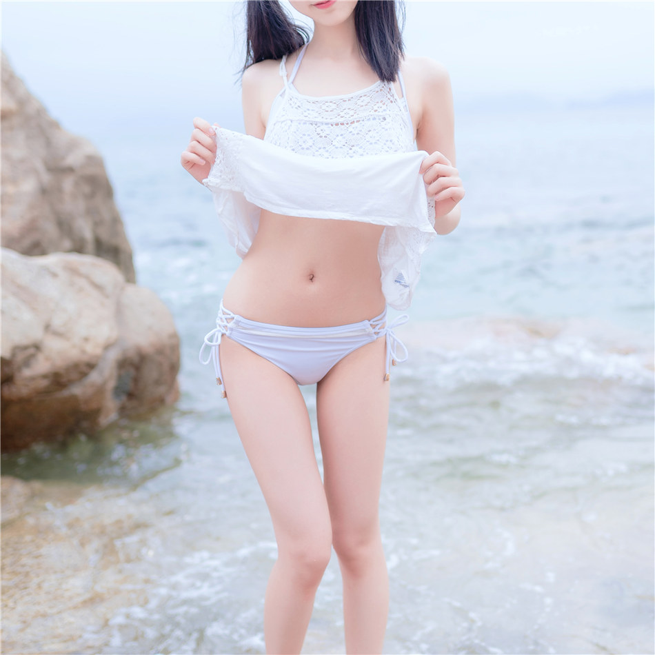 夏日海边穿着清凉的双马尾辫软萌妹子唯美清新写真图片套图26