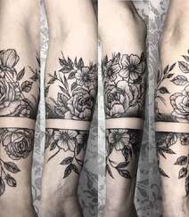 花卉手环纹身，环绕男生手臂的几款素花手环纹身图案欣赏组图8