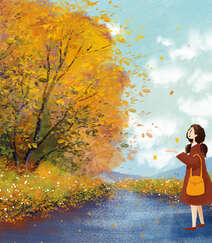 秋分落叶，唯美的立秋插画图片素材组图2