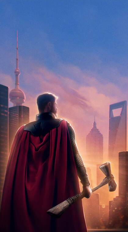 超级英雄电影“复仇者联盟”角色背影创意手机壁纸