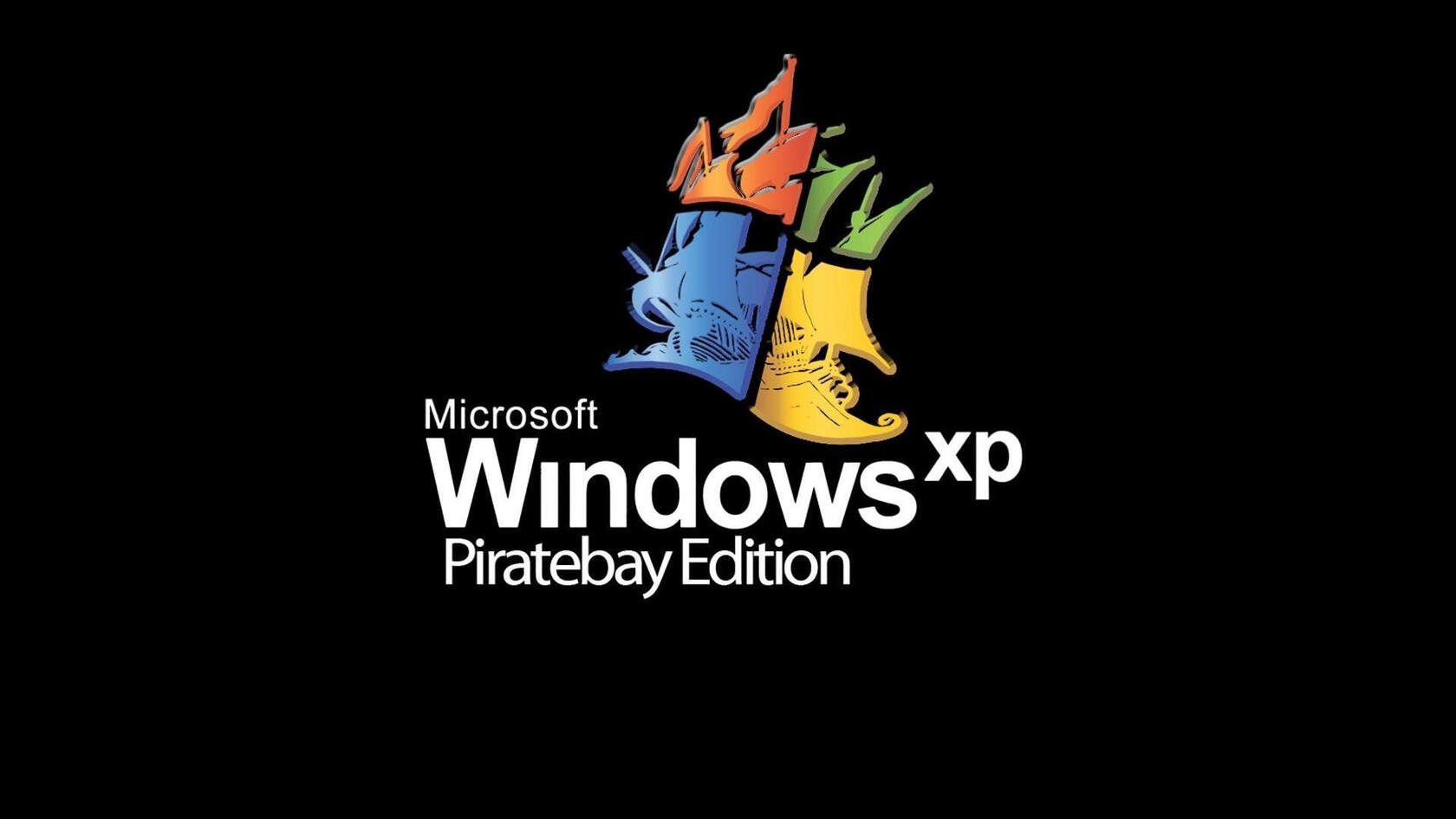 黑色背景，经典windows XP启动LOGO，创意的涂鸦字体壁纸图片套图1