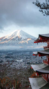 日本富士山，云上的高山等唯美山脉手机壁纸