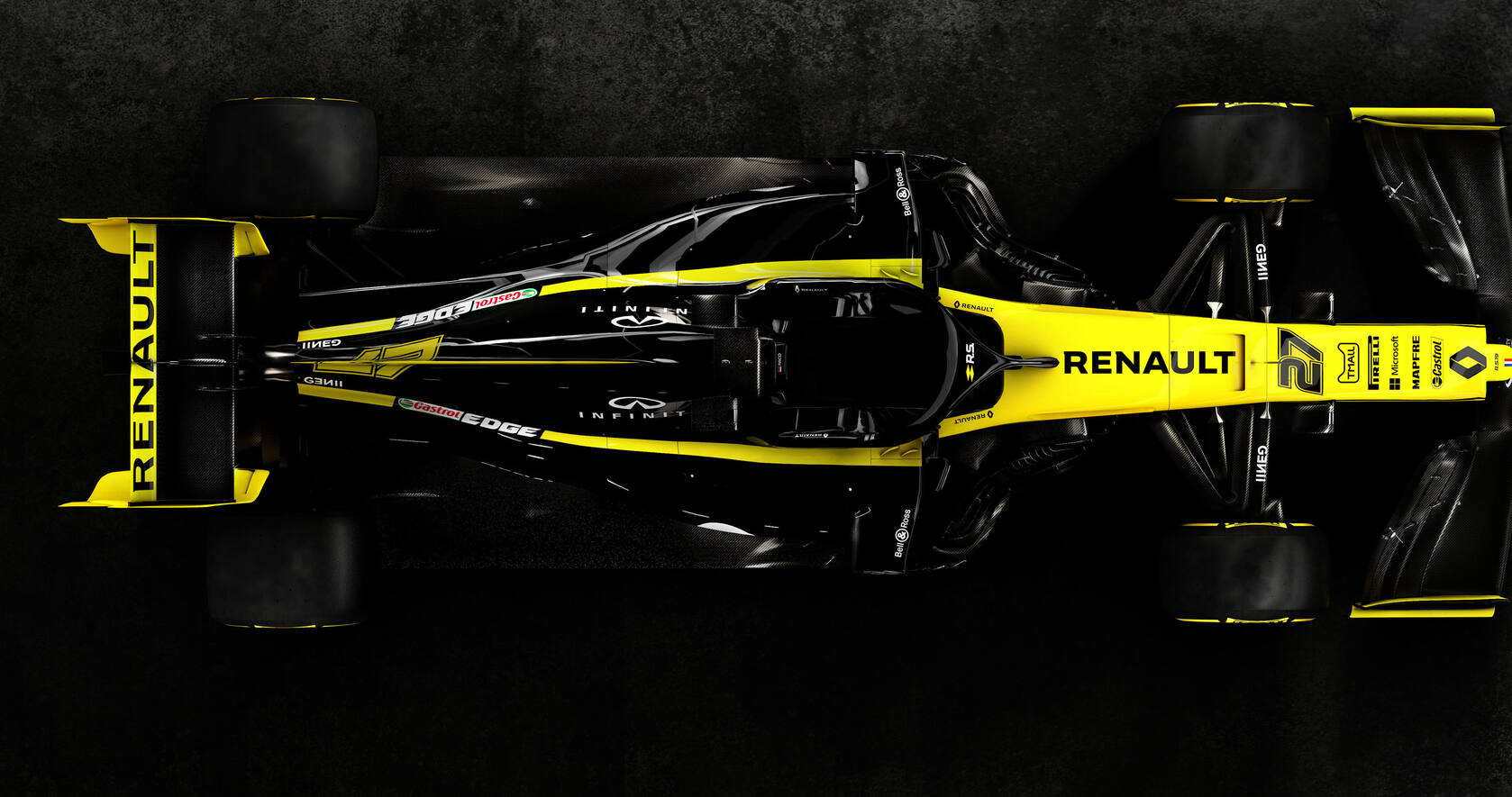 “雷诺F1车队R.S.19”黑黄涂装F1赛车桌面壁纸，酷不酷套图4