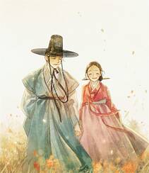 古代朝鲜宫廷风情侣美图，浪漫的二次元手绘宫廷风动漫情侣插画组图2