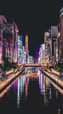 城市夜灯，悉尼歌剧院等城市建筑炫丽霓虹灯夜景航拍手机壁纸组图7