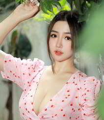 性感丰满身材美女模特蛋糕Cake深V小碎花粉裙院子写真诱惑图片组图16