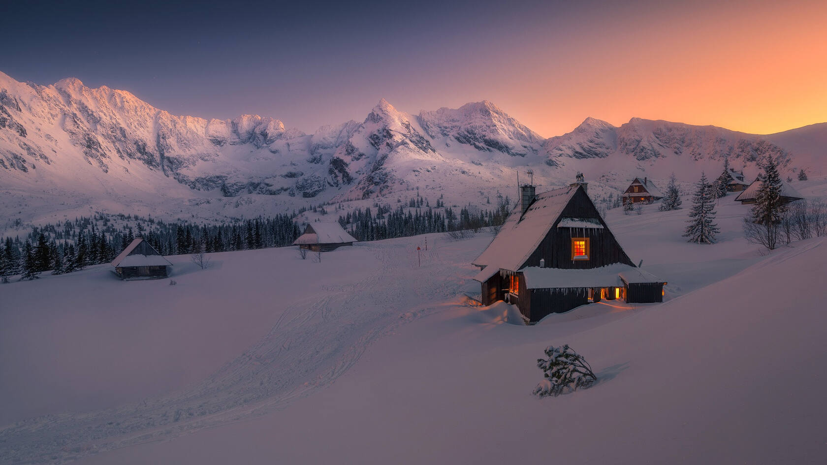 暴美的森林雪景高清电脑壁纸，简单纯洁套图3