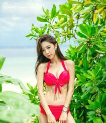 极品完美身材美女模特儿朴秀妍沙滩比基尼系列高挑性感写真照片图集组图25