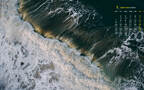 海水冲击海岸时激起的浪花，气势磅礴的大海，海浪，浪花高清9月日历壁纸组图1