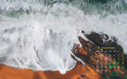 海水冲击海岸时激起的浪花，气势磅礴的大海，海浪，浪花高清9月日历壁纸组图11