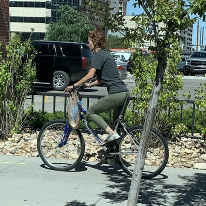 好厉害！骑着没有坐垫自行车的欧美美女搞笑图片
