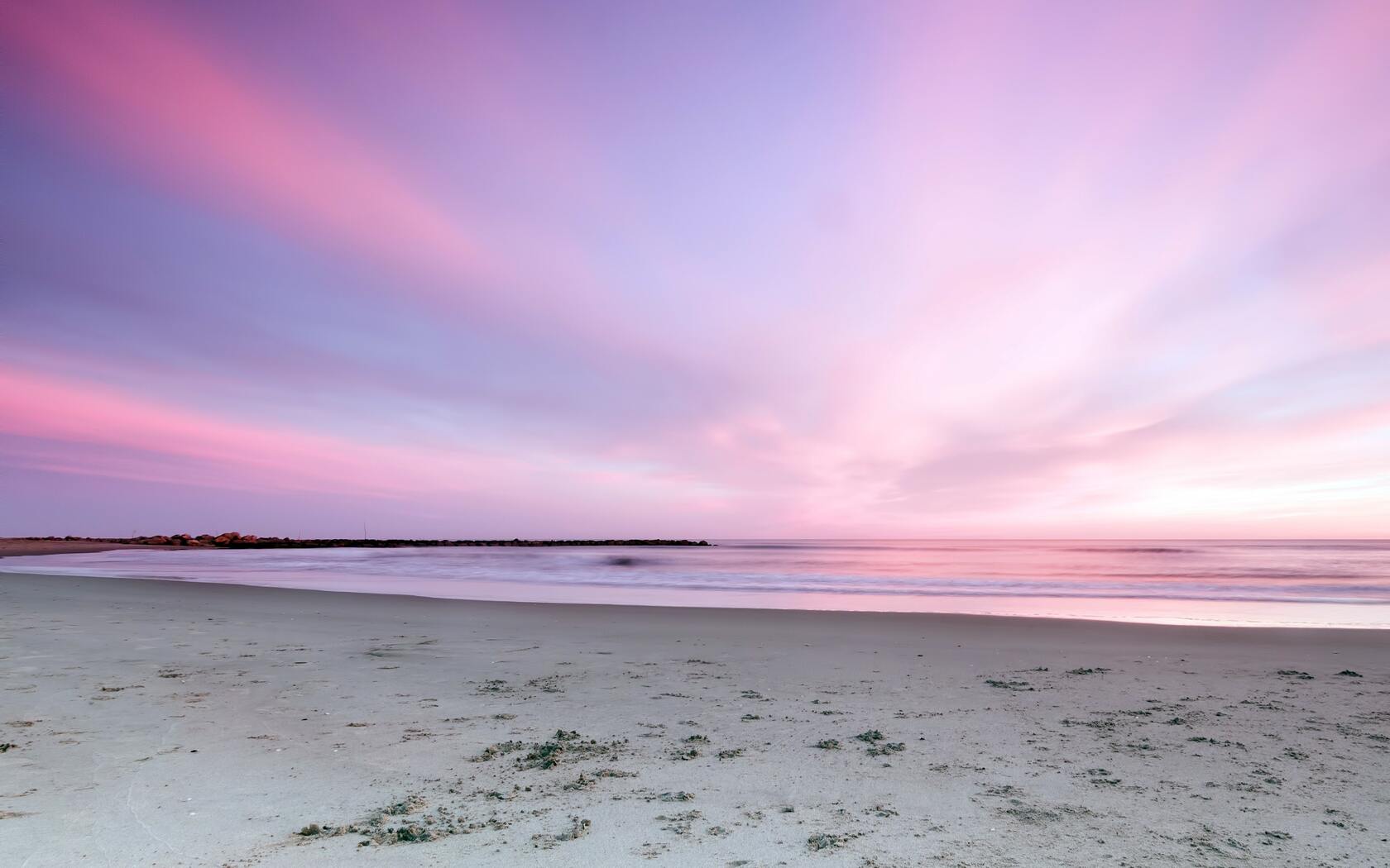 海上灯塔搭配紫色彩霞的唯美自然风景壁纸套图4