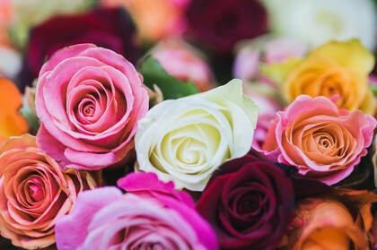 多色品种的玫瑰花艺术插花花束高清电脑壁纸