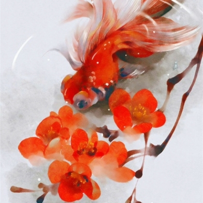 中国风水墨画金鱼头像，自带好运的2020中国风金鱼微信头像图片