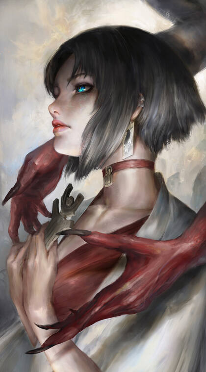 魔鬼与少女主题动漫人物插画手机壁纸