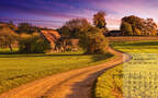 一望无际的田野、相间小路、树木等清新绿色养眼11月日历壁纸图片组图3