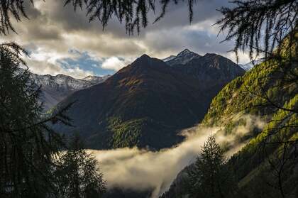 阿尔卑斯山 高山 秋季 景观 山 云等全景风景桌面壁纸图片