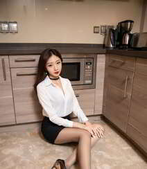 性感高挑美女御姐安琪Yee白衫黑裙职业装丝袜美腿温暖私房写真照片组图3