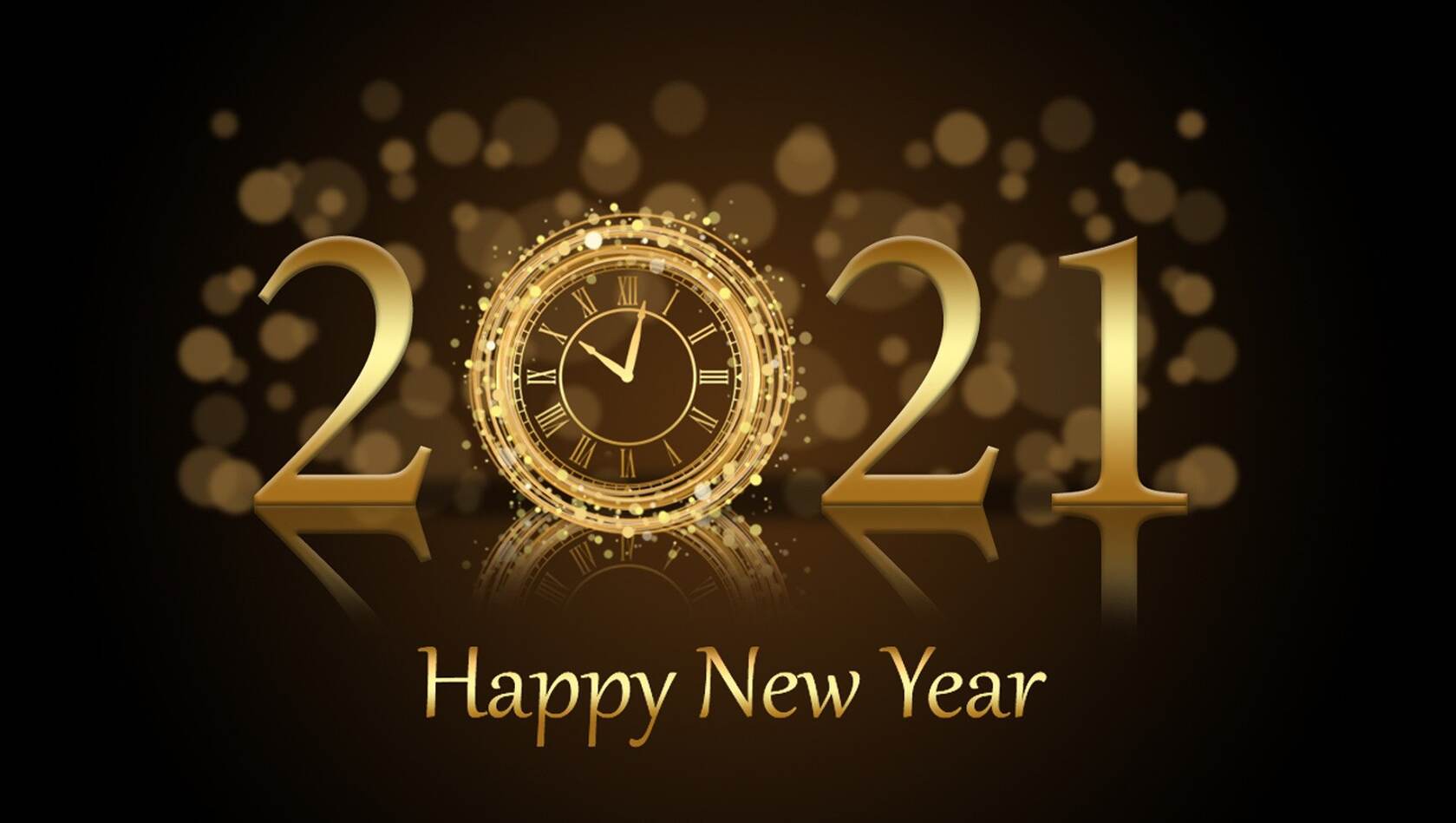 新的一年 2021 happy new year文字，时间闹钟倒计时文字桌面壁纸图片第1张图片