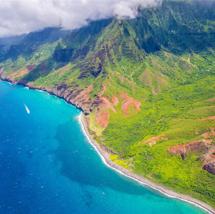 山美水美海岛风光，鸟瞰视觉下的夏威夷某小岛魅力怡人自然风景美图