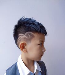 帅气小男孩发型图片，个性十足的儿童，男孩子刻痕短发发型图集组图6