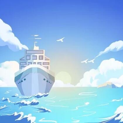 航海 海洋 轮船，国际航海日卡通手绘主题唯美背景图片