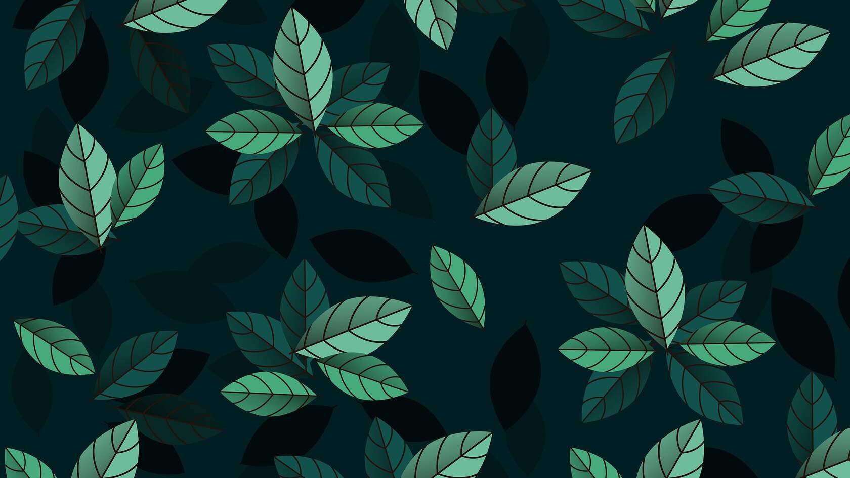 绿叶 叶子 抽象画现代绿色养眼桌面壁纸图片