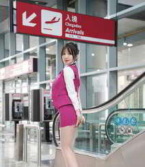 机场偶遇极品美女空姐制服装丝袜美女糯美子MINIbabe诱惑写真套图组图6