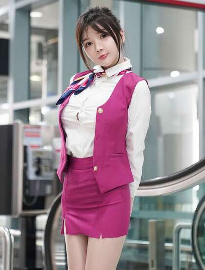 机场偶遇极品美女空姐制服装丝袜美女糯美子MINIbabe诱惑写真套图