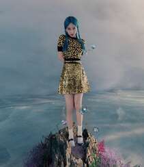 Angelababy蓝色双麻花辫发型登杂志梦幻写真图片组图5