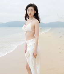 海边沙滩比基尼白裙美女安琪Yee性感旅拍写真显完美迷人身材组图6