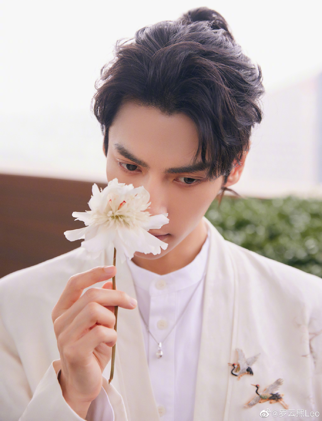 罗云熙化身白衣王子，手拿花朵，尽显魅力型男气质图片