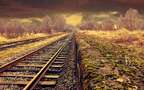 荒无人烟大山里的铁路，轨道森系风景高清桌面壁纸组图3