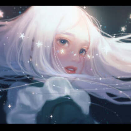 梦幻光影下的星光动漫少女唯美好看插画头像图片