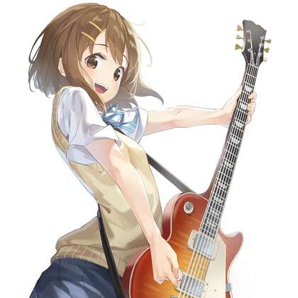 呆萌可爱的吉他少女，日本漫画《轻音少女》平泽唯高清插画头像图片