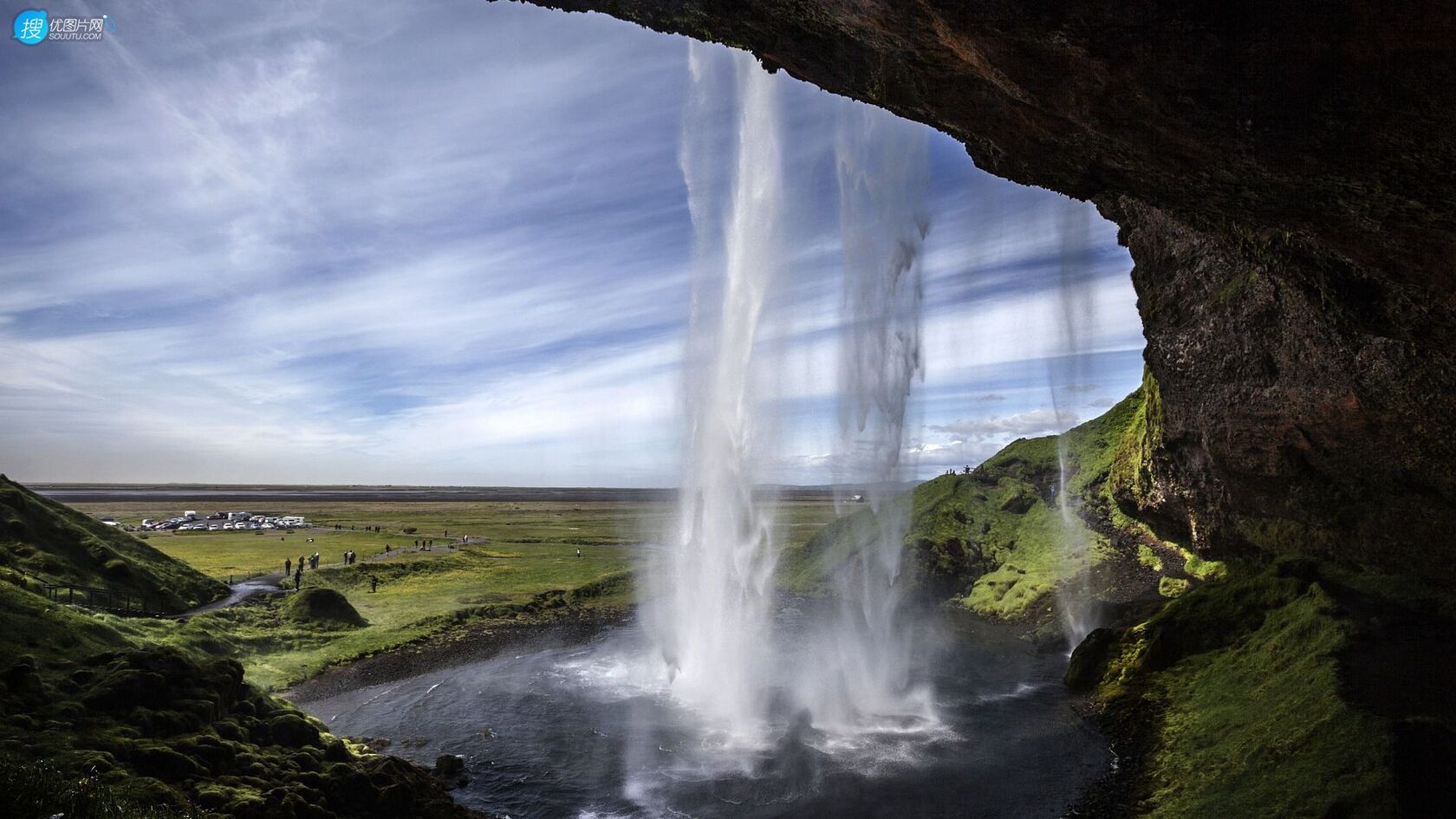 著名的旅游景点，冰岛塞里雅兰瀑布高清唯美壁纸图片套图1