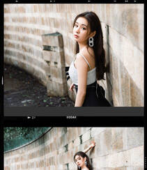 郑合惠子黑白拼接吊带裙穿搭复古胶片质感旅拍写真美照组图2
