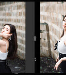 郑合惠子黑白拼接吊带裙穿搭复古胶片质感旅拍写真美照组图8