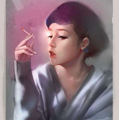 抽烟的女人插画头像，酷飒，叛逆，非主流抽烟女生插画头像图片
