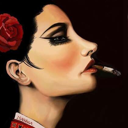抽烟的女人插画头像，酷飒，叛逆，非主流抽烟女生插画头像图片