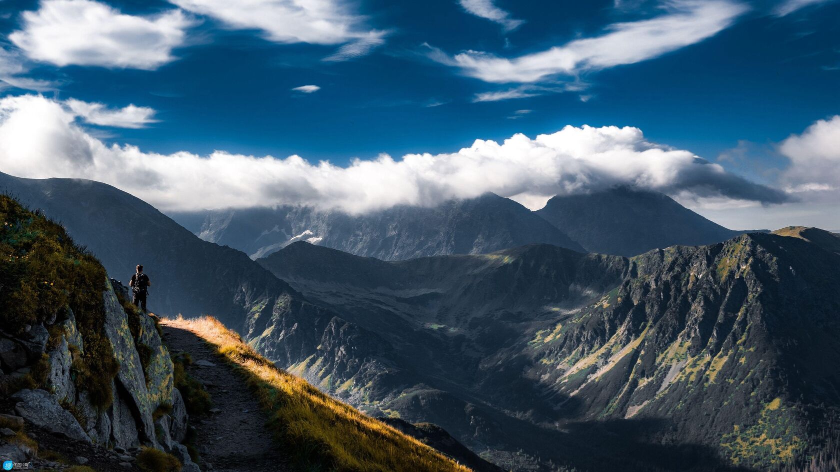 塔特拉山 山脉 旅行者 背包客 云彩 壮观景色壁纸图片第1张图片