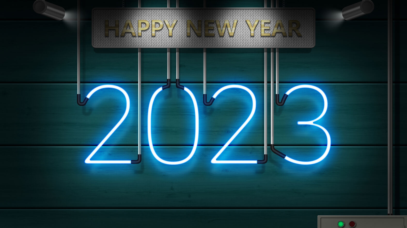 2023新年快乐图片，2023蓝色字体桌面壁纸图片第1张图片