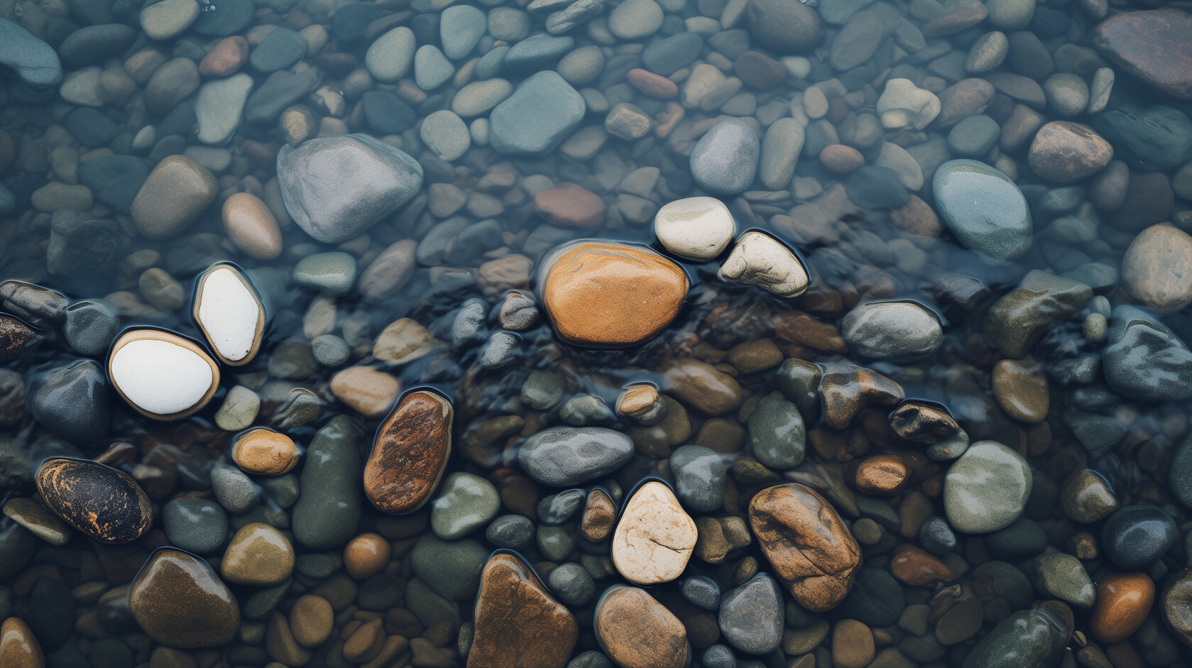 清澈，河水，河里，鹅卵石，石头唯美桌面壁纸图片第1张图片