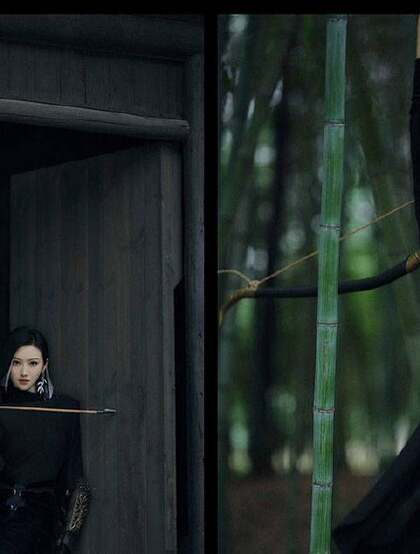 许凯，景甜演绎江湖武侠风写真大片，一对竹林里的逍遥伴侣