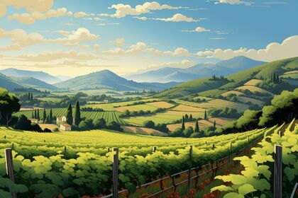 长满庄稼的农田，和远处的山，一片绿油油的景色壁纸图片