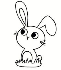 可爱小兔子简笔画图片，一只耳朵翘起来，一只垂下去，看着天空的小兔子简笔画
